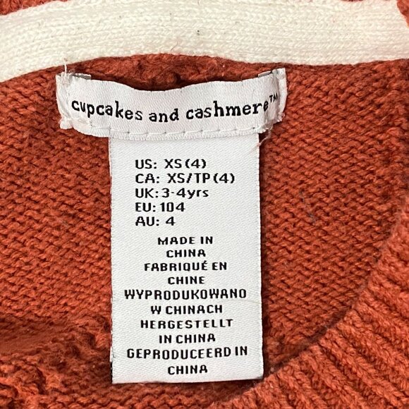 Cupcakes and Cashmere Girls Daisy Burnt Orange Sweater Dress Size 4 Cable Knit - Picture 3 of 6